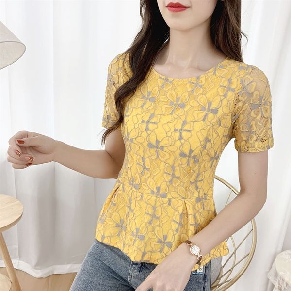 women spring summer style lace blouses shirts lady casual short sleeve o-neck pleated lace blusas zz0598 210315, White
women spring summer style lace blouses shirts lady casual short sleeve o-neck pleated lace blusas zz0598 210315, White