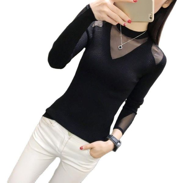 women's sweaters plush woman sweater with mid-high lace neck and tight net red bottom knitted shirt in autumn winter, White;black
women's sweaters plush woman sweater with mid-high lace neck and tight net red bottom knitted shirt in autumn winter, White;black