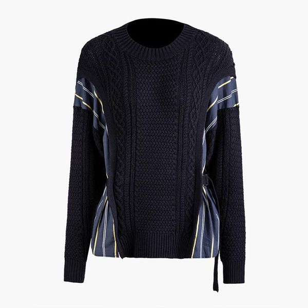 women's sweaters striped split buckle knitting sweater loose fit round neck long sleeve women pullovers fashion tide spring 2021 y912, White;black
women's sweaters striped split buckle knitting sweater loose fit round neck long sleeve women pullovers fashion tide spring 2021 y912, White;black