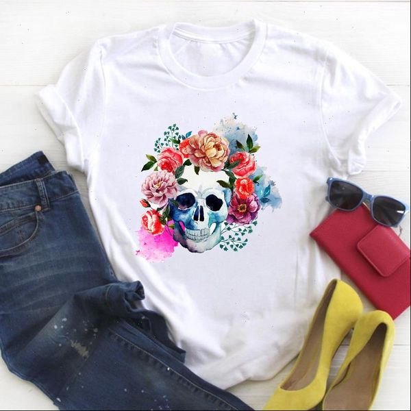 women skull flower watercolor print short sleeve ladies summer t tee female shirt clothes tshirt womens graphic t shirt, White
women skull flower watercolor print short sleeve ladies summer t tee female shirt clothes tshirt womens graphic t shirt, White