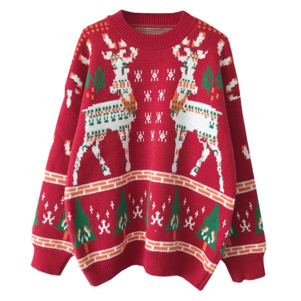 women's thick sweater reindeer jacquard film control windbreaker autumn winter clown tongue lazy bf, White;black
women's thick sweater reindeer jacquard film control windbreaker autumn winter clown tongue lazy bf, White;black