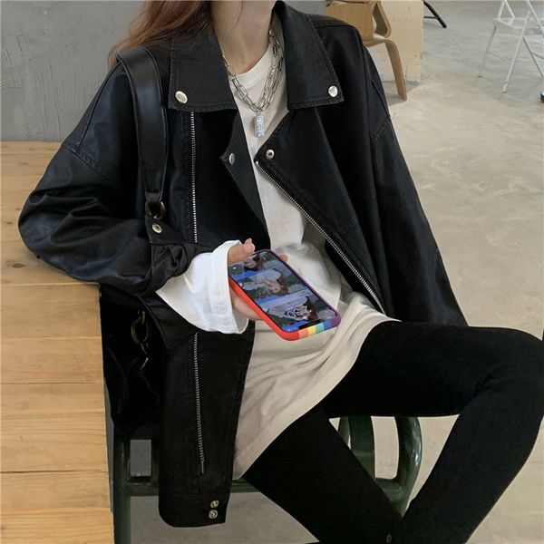 2021 new autumn streetwer black jacket pu leather jackets women outweat loose coats (y02) tjkd
2021 new autumn streetwer black jacket pu leather jackets women outweat loose coats (y02) tjkd