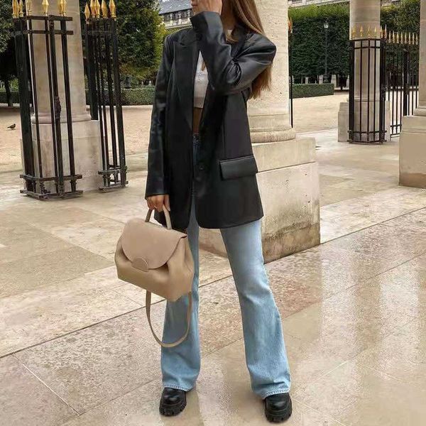 women's leather jacket autumn winter casual pu loose jackets female streetwear spring fashion faux fur blazer coat 210927, Black
women's leather jacket autumn winter casual pu loose jackets female streetwear spring fashion faux fur blazer coat 210927, Black