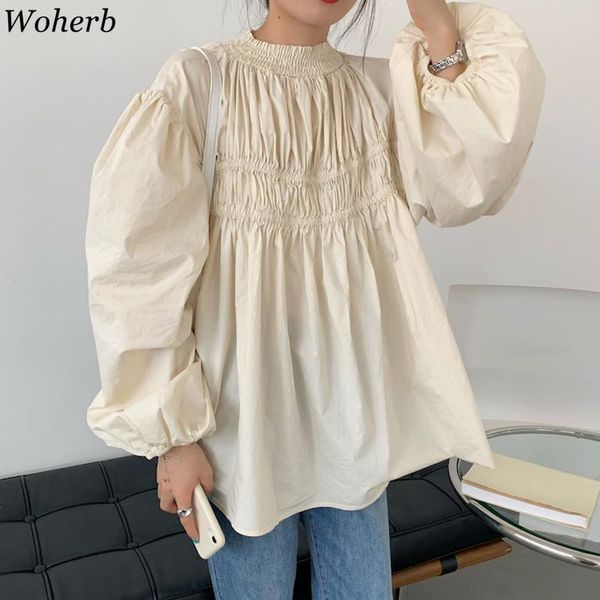 women's blouses & shirts woherb blouse women sweet loose stand neck lantern sleeve heavy folds casual blusas female 2021 ropa mujer 7c, White
women's blouses & shirts woherb blouse women sweet loose stand neck lantern sleeve heavy folds casual blusas female 2021 ropa mujer 7c, White