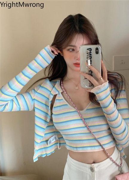 women's knits & tees two piece set striped button sweater suit + strap camis crop women fall autumn slim outfit knitted coat cropped ju, White
women's knits & tees two piece set striped button sweater suit + strap camis crop women fall autumn slim outfit knitted coat cropped ju, White