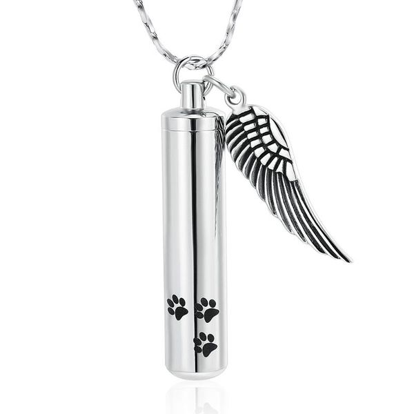 stainless steel cylinder cremation urn pendant necklace ashes bottle memorial keepsakes with charm wing for dog cat, Silver
stainless steel cylinder cremation urn pendant necklace ashes bottle memorial keepsakes with charm wing for dog cat, Silver