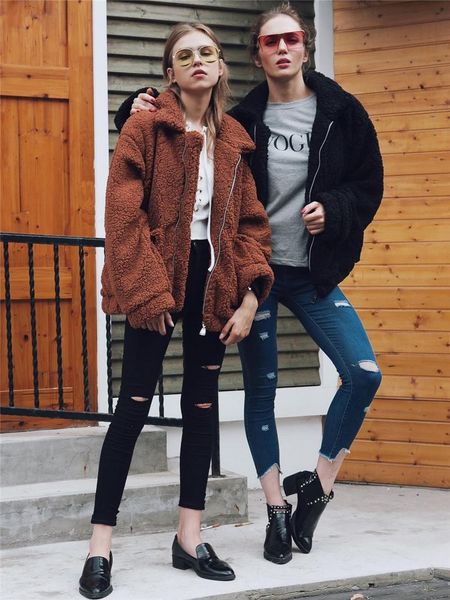women's hoodies & sweatshirts faux fur coat women autumn winter thick warm soft fleece jacket pocket zipper outerwear overcoat bear ted, Black
women's hoodies & sweatshirts faux fur coat women autumn winter thick warm soft fleece jacket pocket zipper outerwear overcoat bear ted, Black