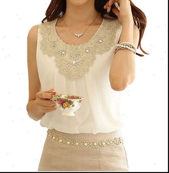 new women sleeveless chiffon blouse diamond folding casual lace crochet stitching white shirts plus size s 6xl
new women sleeveless chiffon blouse diamond folding casual lace crochet stitching white shirts plus size s 6xl