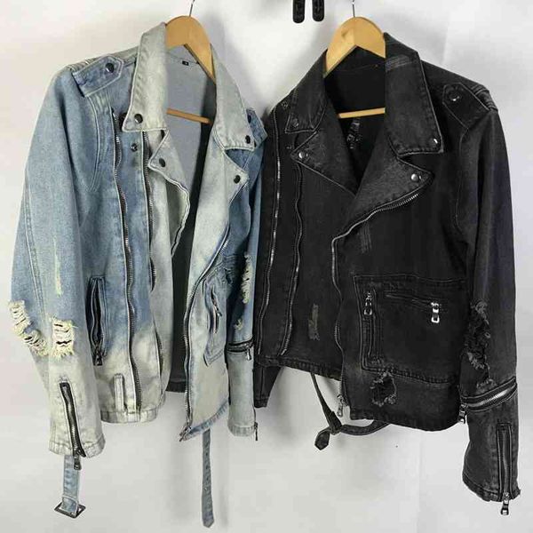 men's jackets american street style fashion retro blue black destroyed ripped denim hip hop punk biker coat 46w9, Black;brown
men's jackets american street style fashion retro blue black destroyed ripped denim hip hop punk biker coat 46w9, Black;brown