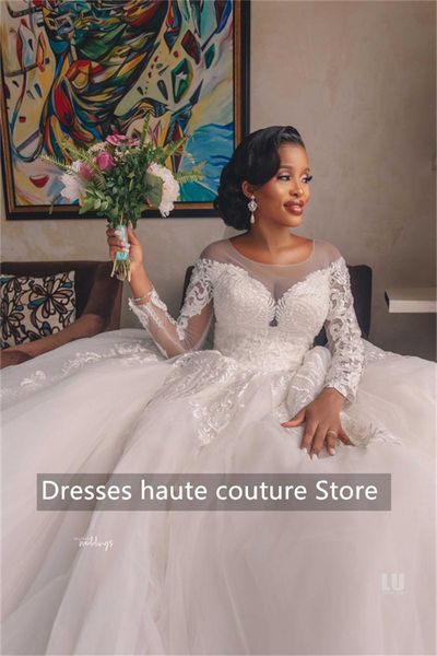 other wedding dresses modest long sleeve sheer neck lace dress ball gown plus size bridal gowns african nigeria, White
other wedding dresses modest long sleeve sheer neck lace dress ball gown plus size bridal gowns african nigeria, White