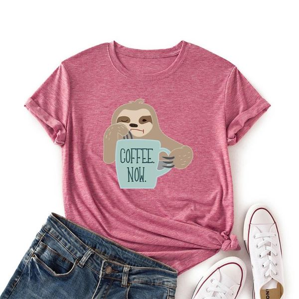 women's t-shirt woman short sleeve colored graphic tees summer female shirts for women coffee now animal sloth lover top, White
women's t-shirt woman short sleeve colored graphic tees summer female shirts for women coffee now animal sloth lover top, White