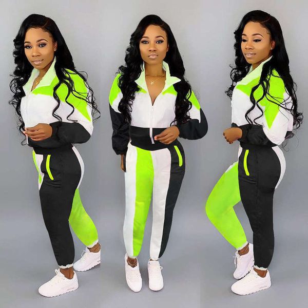 s3717 lapel tracksuits women's casual sports color contrast splicing long sleeve + trousers set for women, Gray
s3717 lapel tracksuits women's casual sports color contrast splicing long sleeve + trousers set for women, Gray