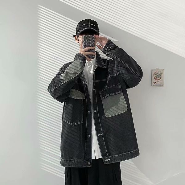 denim men's korean fashion loose ruffian handsome work jacket casual clothes, Black;brown
denim men's korean fashion loose ruffian handsome work jacket casual clothes, Black;brown