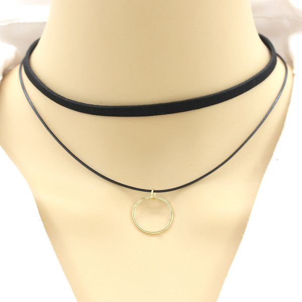 harajuku black leather rope neck with collar women's neck chain jewelry geometric double necklaces short clavicle chain, Silver
harajuku black leather rope neck with collar women's neck chain jewelry geometric double necklaces short clavicle chain, Silver