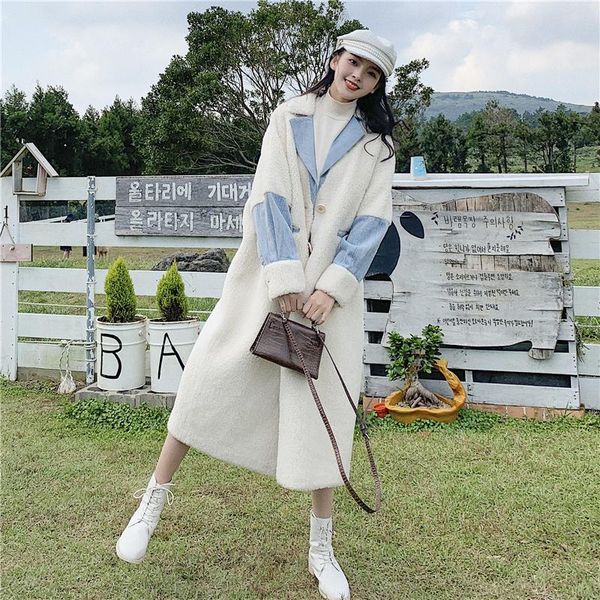 women's down & parkas winter clothes women fashion korean style splice denim long faux fur jacket parka female loose casual lambwool tr, Black
women's down & parkas winter clothes women fashion korean style splice denim long faux fur jacket parka female loose casual lambwool tr, Black