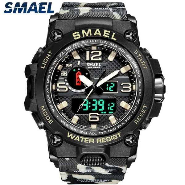smael watches for men 50m waterproof clock alarm reloj hombre 1545d dual display wristwatch quartz military watch sport mens 211013, Slivery;brown
smael watches for men 50m waterproof clock alarm reloj hombre 1545d dual display wristwatch quartz military watch sport mens 211013, Slivery;brown