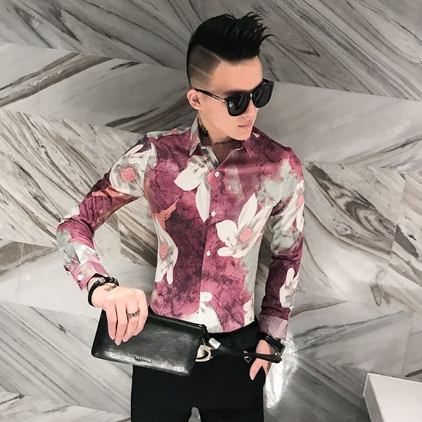 2021 spring flower men's slim fashion casual long-sleeved men shirt british style society mens shirts m-3xl 7inw, White;black
2021 spring flower men's slim fashion casual long-sleeved men shirt british style society mens shirts m-3xl 7inw, White;black