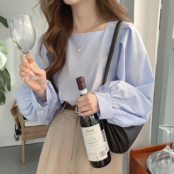 women's blouses & shirts vintage chic square collar puff long sleeve design fashion simple casual loose women blouse full 2021 pullover, White
women's blouses & shirts vintage chic square collar puff long sleeve design fashion simple casual loose women blouse full 2021 pullover, White