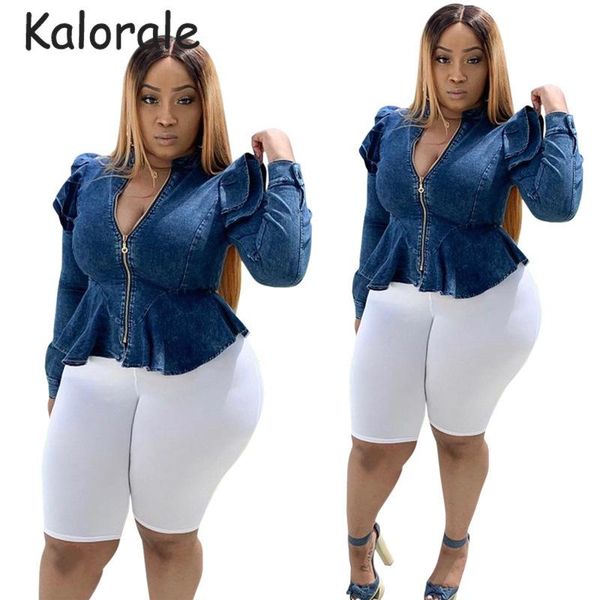 women's jackets zipper ruffles denim blue jacket plus size fashion women long sleeve cotton outwear autumn clothes 4xl 5xl female coat, Black;brown
women's jackets zipper ruffles denim blue jacket plus size fashion women long sleeve cotton outwear autumn clothes 4xl 5xl female coat, Black;brown