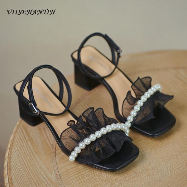 sandals gentle lace women's summer 2021 pearl open toe thick heel mid-heel buckle high-heeled, Black
sandals gentle lace women's summer 2021 pearl open toe thick heel mid-heel buckle high-heeled, Black