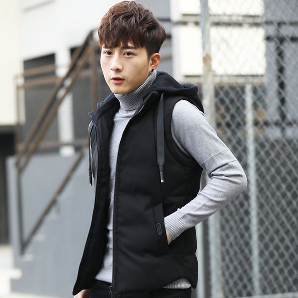 pepp eu vest men's autumn and winter korean fashion thickened hooded down cotton warm jacket coat, Black;white
pepp eu vest men's autumn and winter korean fashion thickened hooded down cotton warm jacket coat, Black;white