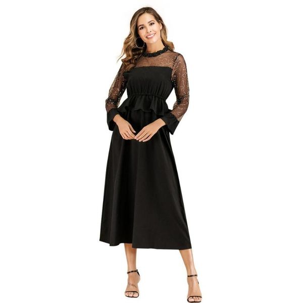 casual dresses elegant frill mock neck sequined mesh patch black dress women long sleeve elastic ruffle waist a-line party vestido, Black;gray
casual dresses elegant frill mock neck sequined mesh patch black dress women long sleeve elastic ruffle waist a-line party vestido, Black;gray