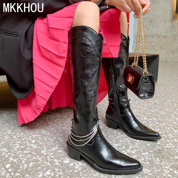 boots mkkhou fashion knee-length women's winter genuine leather pointed toe crystal chain 5cm mid-heel western, Black
boots mkkhou fashion knee-length women's winter genuine leather pointed toe crystal chain 5cm mid-heel western, Black