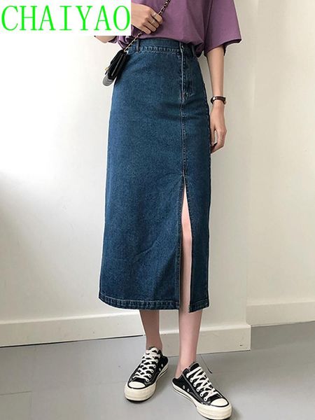 women's t-shirt high waist denim skirt split spring and autumn 2021 medium length a-line buttock, White
women's t-shirt high waist denim skirt split spring and autumn 2021 medium length a-line buttock, White
