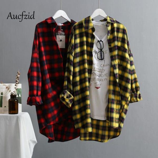women's blouses & shirts aucfzid spring plaid women oversize blouse casual streetwear cardigan shirt long coat vintage a032, White
women's blouses & shirts aucfzid spring plaid women oversize blouse casual streetwear cardigan shirt long coat vintage a032, White