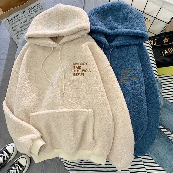 women's hoodies & sweatshirts winter plus velvet thickening lamb sweet hooded letter embroidery harajuku loose pocket hoodie women pull, Black
women's hoodies & sweatshirts winter plus velvet thickening lamb sweet hooded letter embroidery harajuku loose pocket hoodie women pull, Black