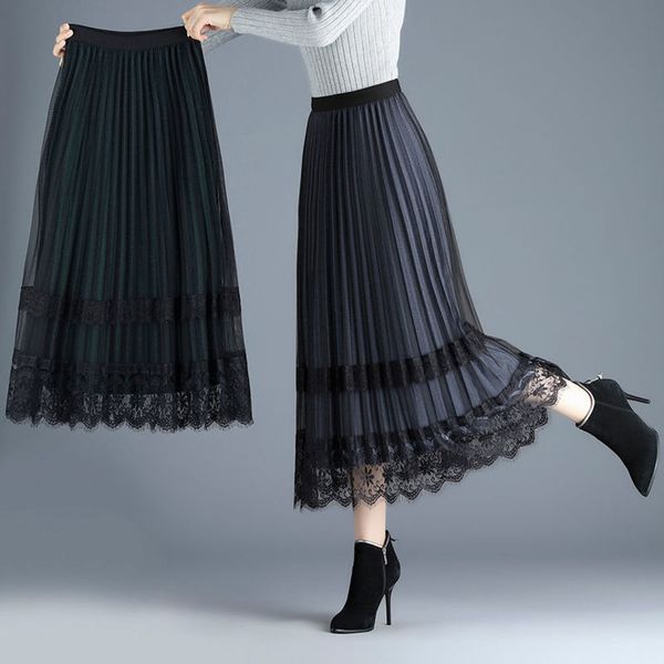 gold velvet on both sides high waist medium length mesh autumn winter 2020 new double row lace pleated skirt, Black;gray
gold velvet on both sides high waist medium length mesh autumn winter 2020 new double row lace pleated skirt, Black;gray