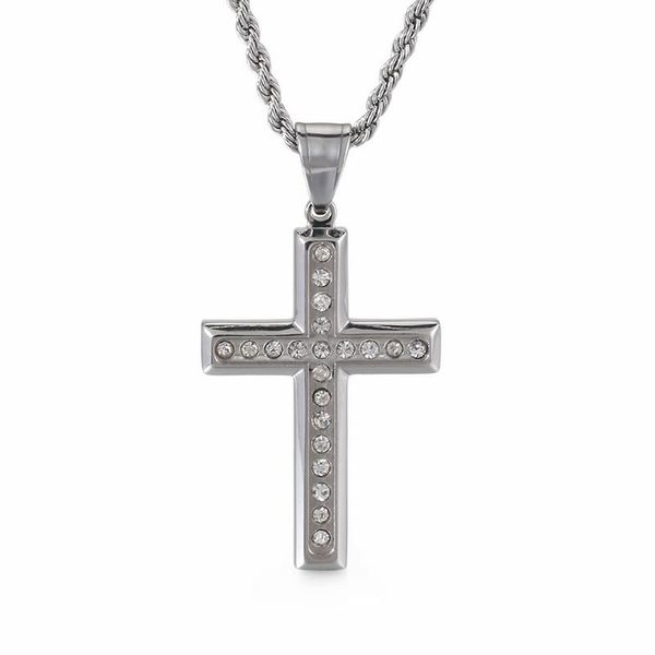 pendant necklaces stainless steel cross chain necklace for men fashion cruz christian jesus cubic zircon jewelry, Silver 
pendant necklaces stainless steel cross chain necklace for men fashion cruz christian jesus cubic zircon jewelry, Silver