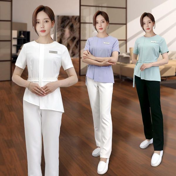 women's two piece pants sauna foot bath waitress work uniform sets for spa massage female summer workwear beauty salon women beautician, White
women's two piece pants sauna foot bath waitress work uniform sets for spa massage female summer workwear beauty salon women beautician, White