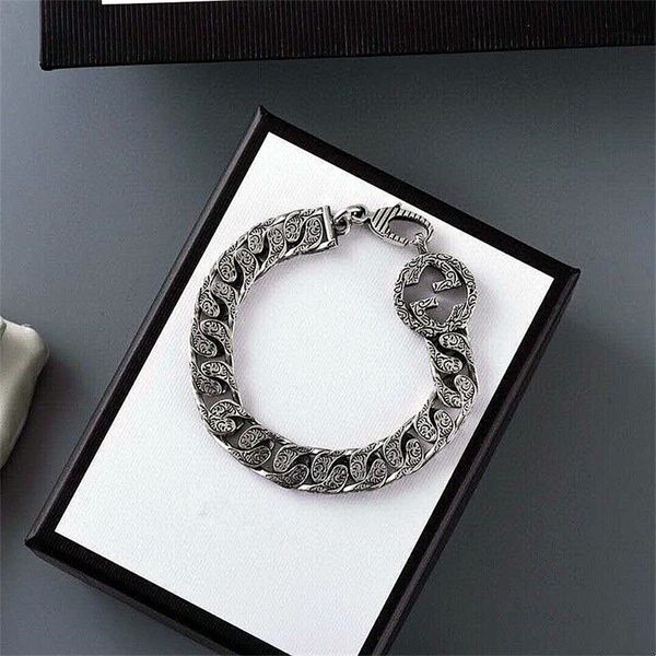 new carved and trendsetters versatile men women lovers 925 sterling silver bracelet valentine's day gift, Golden;silver
new carved and trendsetters versatile men women lovers 925 sterling silver bracelet valentine's day gift, Golden;silver