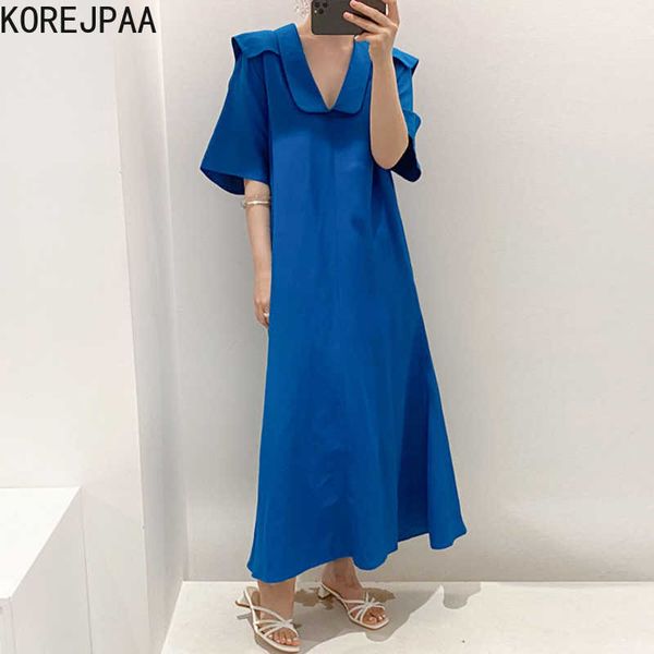 korejpaa women dress summer korean chic ladies minimalist vintage navy collar design loose casual solid color vestidos 210526, Black;gray
korejpaa women dress summer korean chic ladies minimalist vintage navy collar design loose casual solid color vestidos 210526, Black;gray