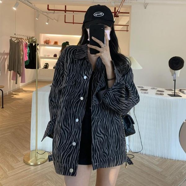 women's jackets zebra print simple jacket buttons shirt loose harajuku jeans women vintage streetwear vetement femme coats bh50jk, Black;brown
women's jackets zebra print simple jacket buttons shirt loose harajuku jeans women vintage streetwear vetement femme coats bh50jk, Black;brown