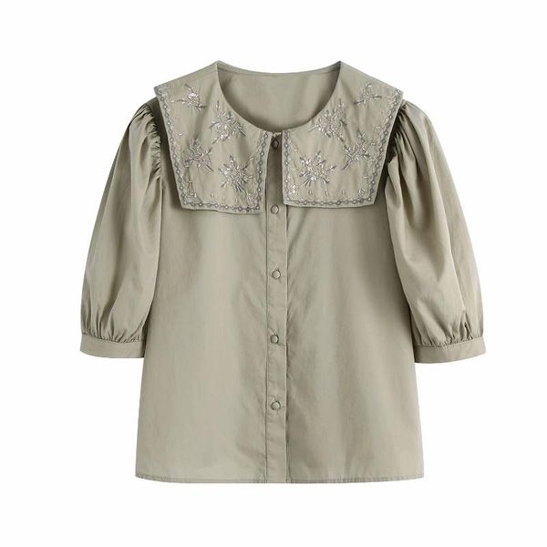 women's blouses & shirts 2021 summer women embroidery shirt buttoned short puff sleeve chic lady fashion casual clothes, White
women's blouses & shirts 2021 summer women embroidery shirt buttoned short puff sleeve chic lady fashion casual clothes, White