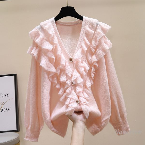women's knitted wool jersey 2021 new korean style frilly single-breasted loose long sleeve jackets lrkb, White;black
women's knitted wool jersey 2021 new korean style frilly single-breasted loose long sleeve jackets lrkb, White;black