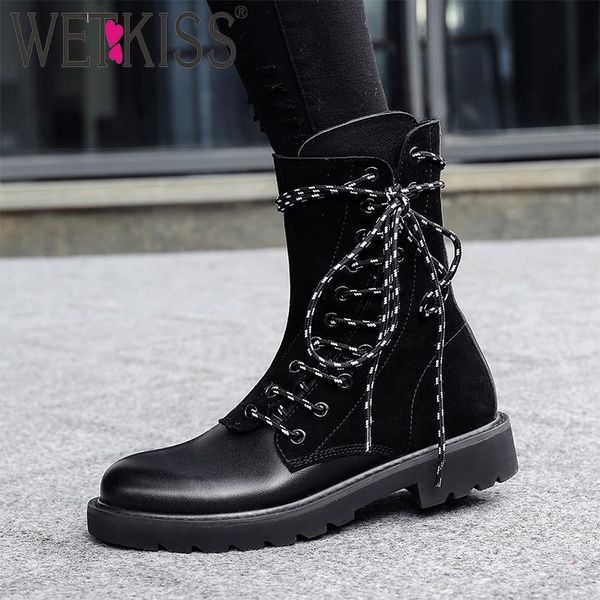boots wetkiss cow suede motorcycle women boot cross tied round toe footwear leather ankle female platform shoes woman winter 2021, Black
boots wetkiss cow suede motorcycle women boot cross tied round toe footwear leather ankle female platform shoes woman winter 2021, Black