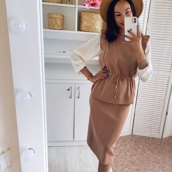 orange pink korean style commuter fashion two piece 2021 spring elegant western style knitted sweater dress outfit, Gray
orange pink korean style commuter fashion two piece 2021 spring elegant western style knitted sweater dress outfit, Gray