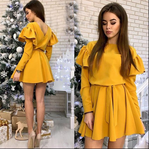 women sashes ruffled a line party dress ladies long sleeve o neck elegant dress 2021 female autumn solid mini dress, Black;gray
women sashes ruffled a line party dress ladies long sleeve o neck elegant dress 2021 female autumn solid mini dress, Black;gray