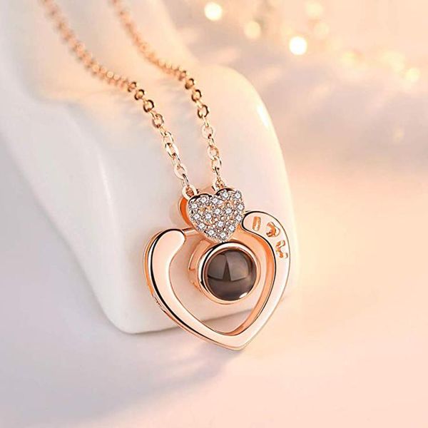pendant necklaces 100 languages heart love i you necklace memory projection for women gifts, Silver
pendant necklaces 100 languages heart love i you necklace memory projection for women gifts, Silver