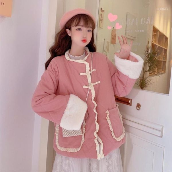 women's down & parkas chinese style literature and art retro ruffle short loose versatile cotton padded autumn winter coat 2021 1, Black
women's down & parkas chinese style literature and art retro ruffle short loose versatile cotton padded autumn winter coat 2021 1, Black
