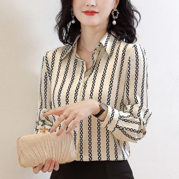 women's blouses & shirts 2021 french urban shirt early spring british style striped chiffon top, White
women's blouses & shirts 2021 french urban shirt early spring british style striped chiffon top, White