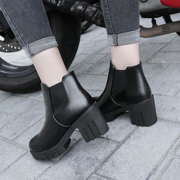 boots platform women heel leather autumn winter woman ankle slip-on block heels fashion shoes high, Black
boots platform women heel leather autumn winter woman ankle slip-on block heels fashion shoes high, Black