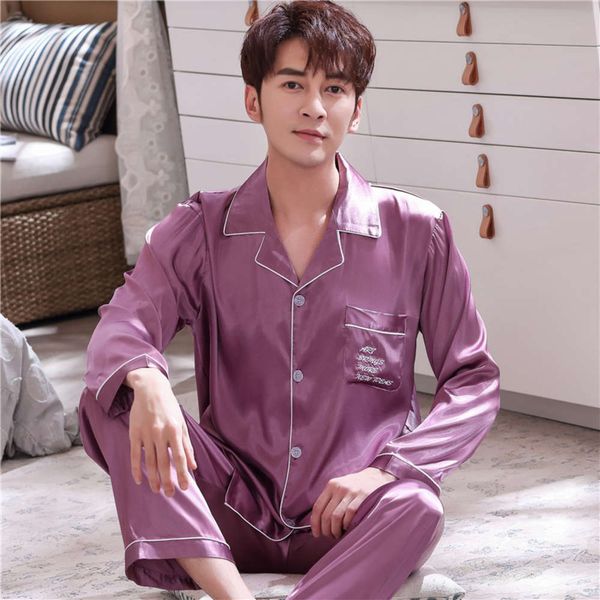 spring and autumn ice thin long sleeve suit summer silk pajamas men's home large size youth wear, Black;brown
spring and autumn ice thin long sleeve suit summer silk pajamas men's home large size youth wear, Black;brown