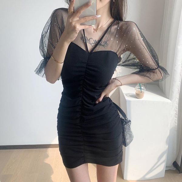 casual dresses the spot to summer show thin white gauze sparkling sequins splicing sleeve fold package buttocks dress, Black;gray
casual dresses the spot to summer show thin white gauze sparkling sequins splicing sleeve fold package buttocks dress, Black;gray