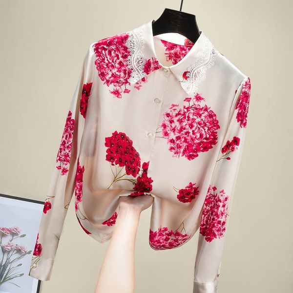 2021 spring new arrival floral print chiffon blouse long sleeve vintage lace patchwork cute shirt women modis, White
2021 spring new arrival floral print chiffon blouse long sleeve vintage lace patchwork cute shirt women modis, White