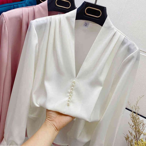 women's t-shirt v-neck white satin blouse ol long sleeve pearls beading shirt fashion elegant 2021 spring arrival g9pz
women's t-shirt v-neck white satin blouse ol long sleeve pearls beading shirt fashion elegant 2021 spring arrival g9pz