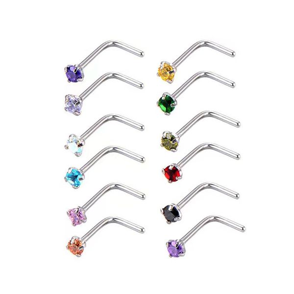 stainless steel nose rings 3mm zircon l shaped bone nostril studs piercing jewelry for women men, Silver
stainless steel nose rings 3mm zircon l shaped bone nostril studs piercing jewelry for women men, Silver